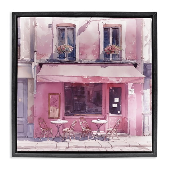 Stupell Industries Shabby Chic Pinkish Delight Café Black Floating Frame Canvas Art, 18 x 18, by Steve Hunziker