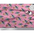 thumbnail image 3 of Soimoi Pink Rayon Fabric Leaves,Floral & American Robin Bird Decor Fabric Printed BTY 56 Inch Wide, 3 of 3