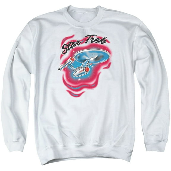 Star Trek Trek Airbrush Adult Crewneck Sweatshirt White