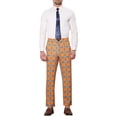 thumbnail image 2 of Pantalones de vestir planos de hombre Inspire Chic, elásticos y de cuadros, talla 38, color naranja, 2 of 7