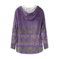 thumbnail image 4 of WTOBBY Men's Printed Cotton Linen Hooded Long Sleeve Shirt with Gradient Design for Spring and Summer Casual Daily Wear Lightweight and Breathable Pullover Top ,Purple L, 4 of 5