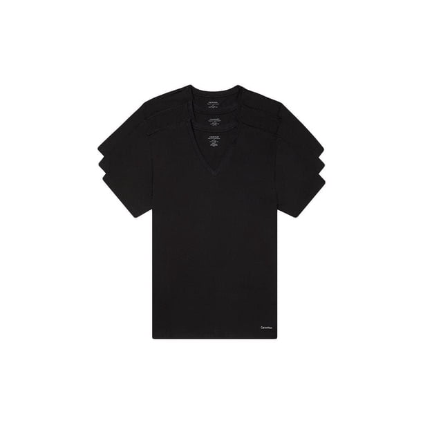 Camiseta Calvin Klein 100% algodón para hombre, paquete de 3, color blanco con cuello en V