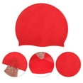 thumbnail image 3 of Unique Bargains 1 Pc Silicone Waterproof Solid Swim Cap Red, 3 of 5