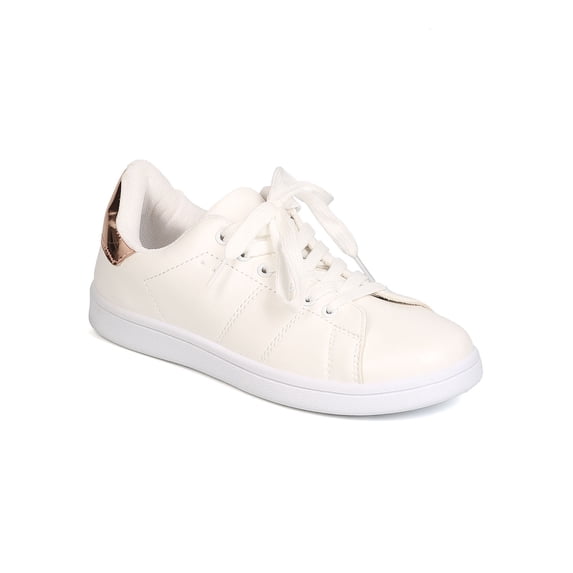 New Women Wild Diva Dumham-01 Leatherette Round Toe Lace Up Memory Foam Sneaker