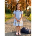 thumbnail image 6 of BemeyourBBs Toddler Baby Girl Back to School Dress Kids Kindergarten Outfits Little Baby Girl Summer Pleated Dress School Bus Embroidery Doll Collar Puff Short Sleeves A Line Dress, 6 of 9