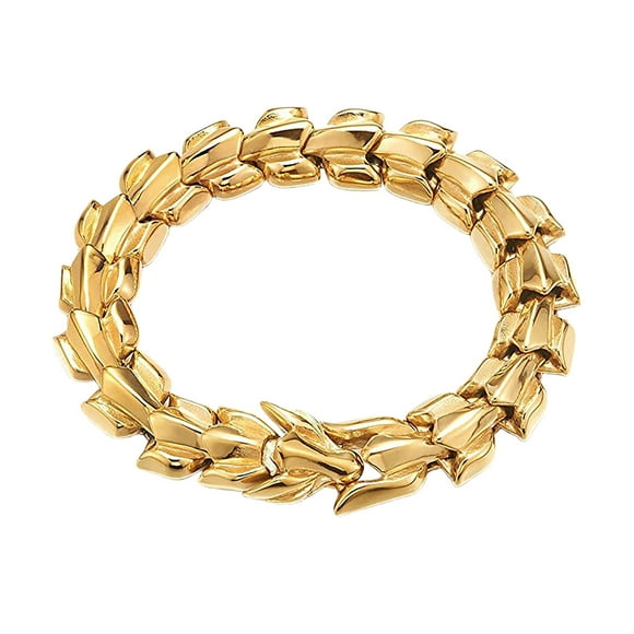 A Punk Hip Hop Mens Bracelet Stainless Steel Link Chain Bracelet 8.6 Inch Jewelry Gifts For Men Vintage Dragon Head Bracelet For Men Fashion Hip Hop Accessories Cool Mens Jewelry