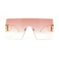 thumbnail image 2 of Womens Oversized Beveled Rimless Rectangle Mono Lens Sunglasses Gold Rose Pink, 2 of 4