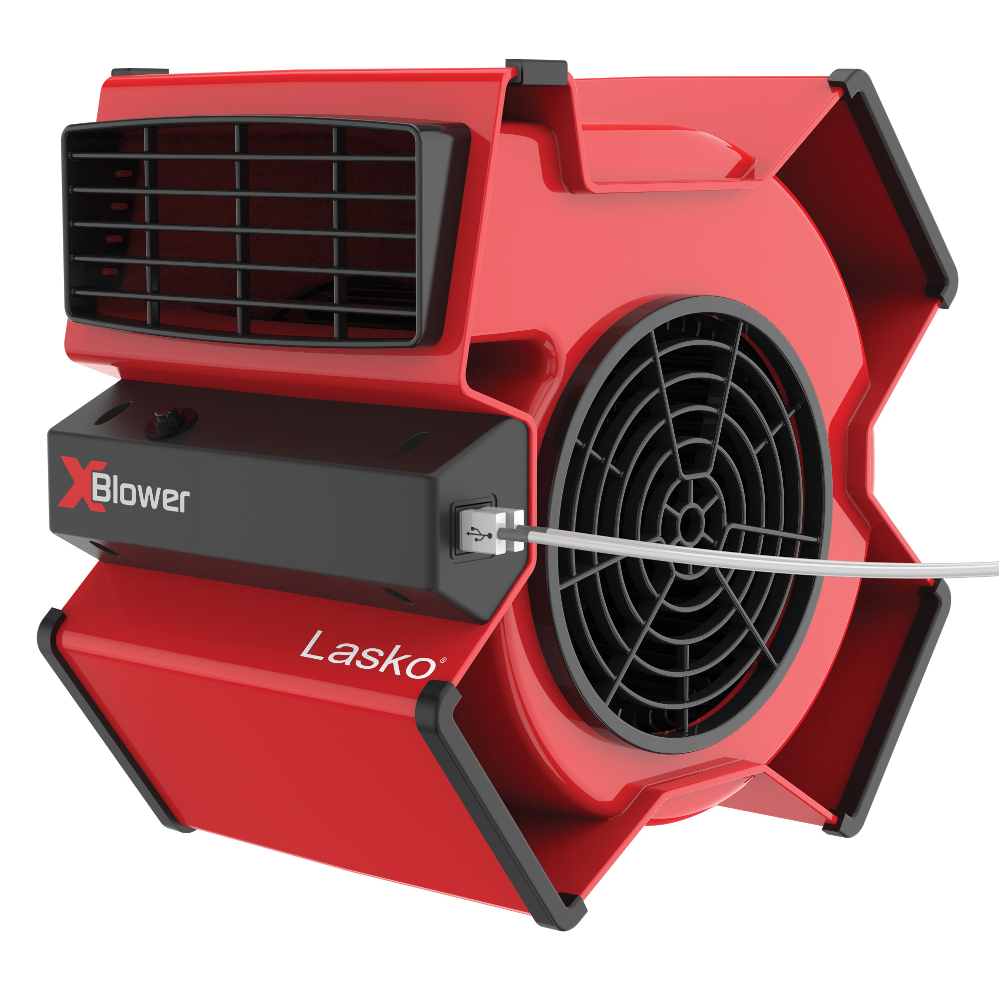 Lasko 11" X-Blower Multi-Position Utility Blower Fan with USB Port, Red, X12900, New - image 4 of 5