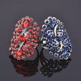 thumbnail image 6 of Womens Geometric Ring with Zircon Stone Hollow Alloy Electroplated Fashion Jewelry Ins Statement Ring Antique Silver Blue Diamond Gun Black Red Diamond, 6 of 6