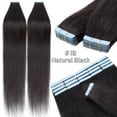 thumbnail image 3 of Benehair Tape In Human Hair Extensions Thick 100% Real Remy Hair Skin Weft Seamless Full Head 20 pcs/50g Black for Woman US, 3 of 13