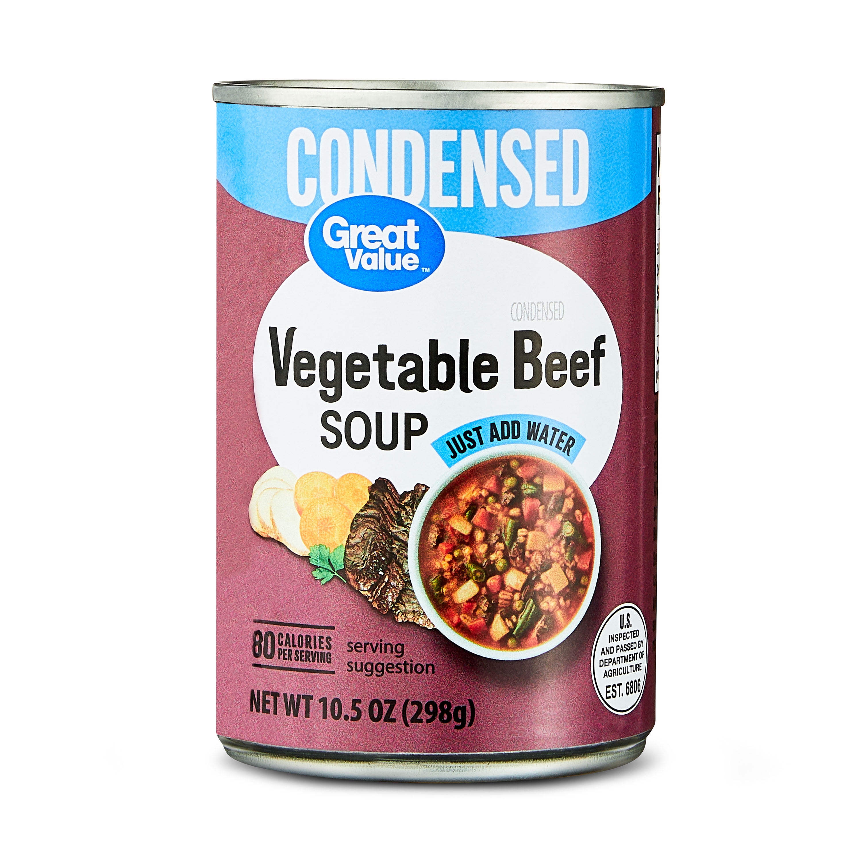 (4 pack) Great Value Vegetable Beef Condensed Soup, 10.5 oz