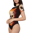 thumbnail image 2 of Gaeub Satanic Skull Women'S Short Sleeve One Piece Swimsuit Sexy High-Waisted Bodysuit For Swimming, Beach, Sports - X-Large, 2 of 9