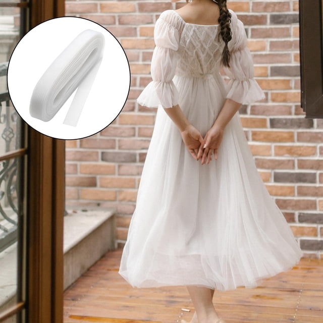 rígida de crin de caballo, 50 yardas, ribete de poliéster blanco para coser vestidos de novia, vestido de baile, accesorios de disfraz de 2cm Macarena Trenza de crin de poliéster