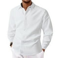 thumbnail image 2 of OIOLOYJM Mens Shirts 2026 Casual Linen Button Up Shirts Summer Long Sleeve Lapel Collared Relaxed Fit T-Shirts Dressy Vacation Clothes White 3XL, 2 of 5