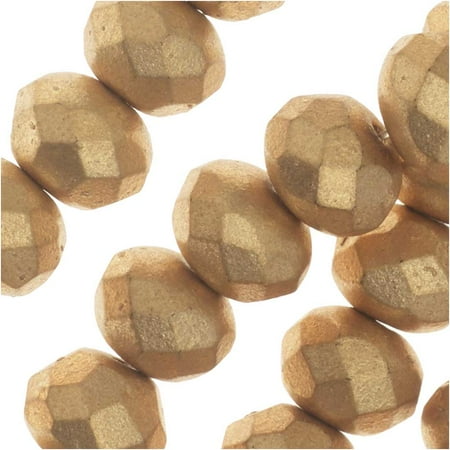 - Czech Fire Polished Glass, Donut Rondelle Beads 8.5x6mm, 25 Pieces, Bronze Pale Gold