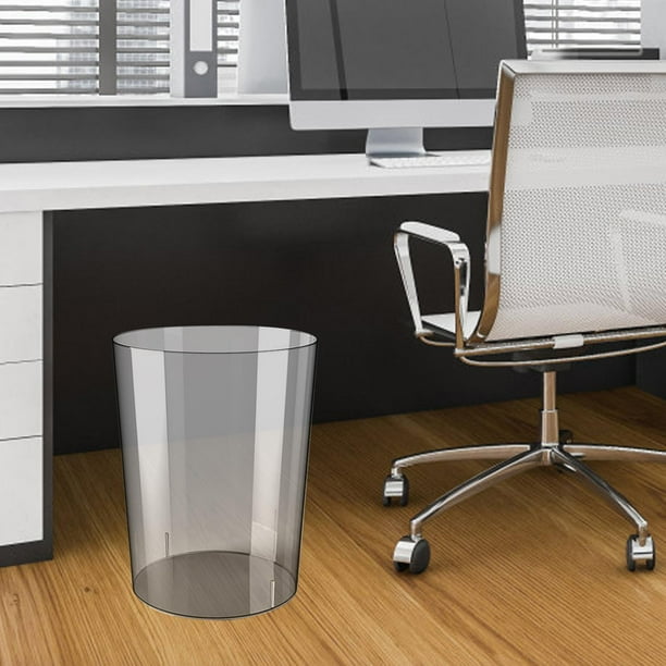 Papelera BLESIY contenedor de basura redondo minimalista transparente para dormitorio oficina baño Gris L