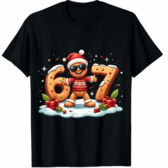 Funny Gingerbread Six Seven 67 Ice Cream Drip Christmas T-Shirt for Men and Women for Men and Women