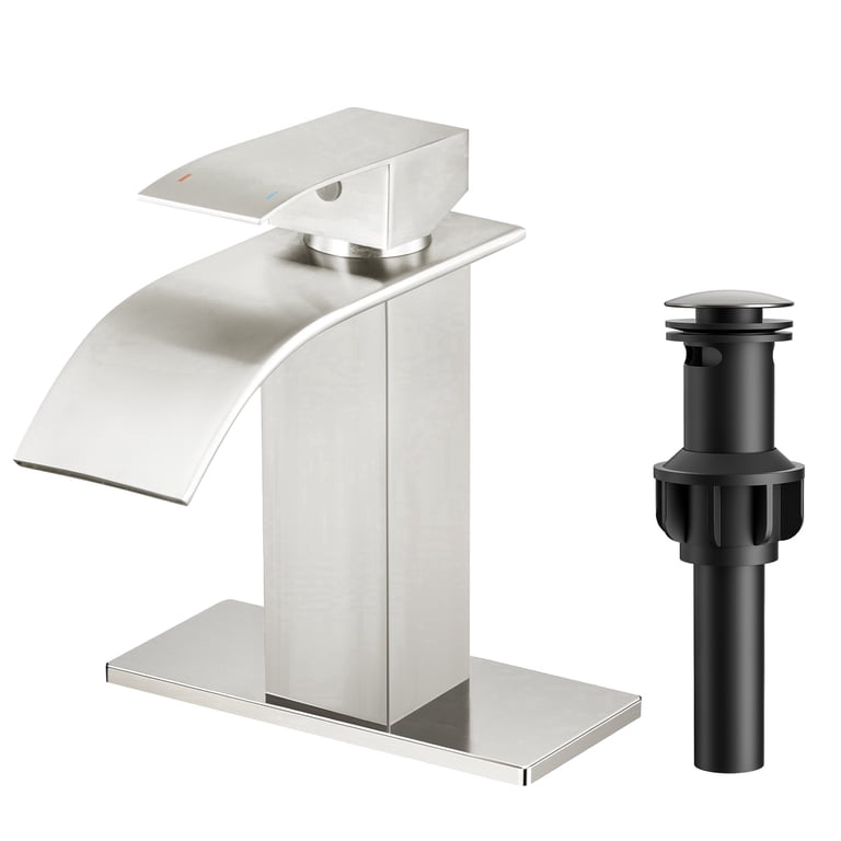 TVOFEK Brushed Nickel Waterfall Bathroom Faucet, Single Handle photo 1
