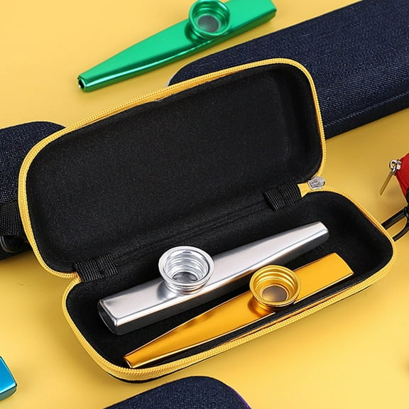 2 Pcs Metal Kazoo Mouth Flute with Storage Bag for Kids Gift Musical Instrument