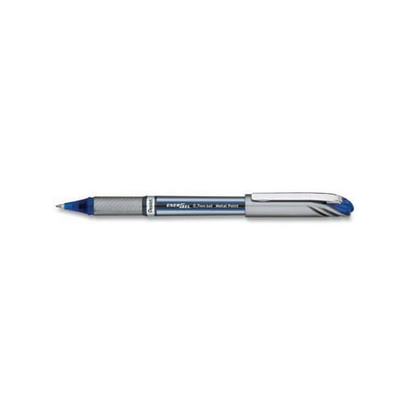 EnerGel NV Stick Gel Pen 0.7 mm Metal Tip, Blue Ink/Barrel, Dozen