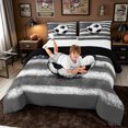 thumbnail image 4 of meiyoeat Vintage Soccer Sport Full Size Comforter Sets for Boys, American Flag Bedding Comforter Set, Grey White, Black Reversible, 3pcs, 1 Comforter and 2 Pillowcases, 4 of 6