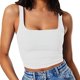 thumbnail image 1 of Camisola básica informal de doble capa con tirantes y cuello cuadrado para entrenamiento y fitness para mujer, color blanco, 1 of 5