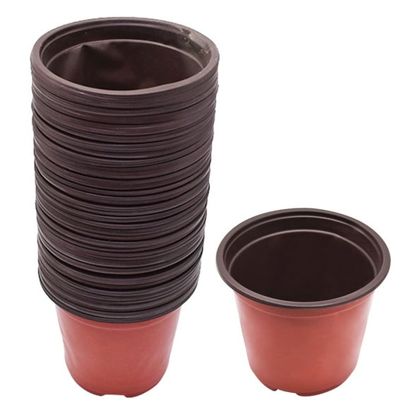 100Pcs Nursery Seedlings Pots, 5" x 4" Plastic Planting Flowerpots Gardening Pot Cups Seed Starting Flower Containers for Succulents, Brick Red