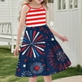 thumbnail image 3 of Odeerbi Niñas Día de La Independencia Vestido de Deslizamiento En Capas de Línea de Verano Patriótico Estrella Raya Vestido de Correa Casual, 3 of 9