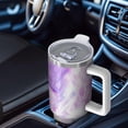 thumbnail image 6 of 40oz Tumbler with Handle and Straw, Vacuum Insulated Stainless Steel Travel Mug, Fits Car Cup Holder, Liquid & Marble Print, 6 of 6