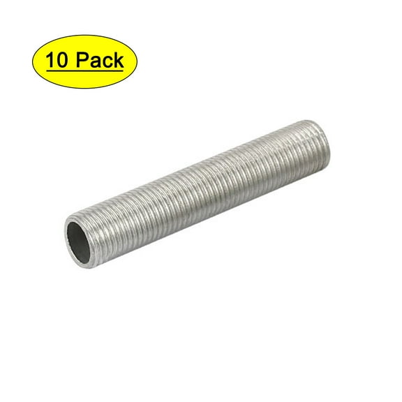 M10 1mm Pitch Threaded Zinc Alloy Pipe Nipple Lamp Repair Part 50mm Long 10pcs