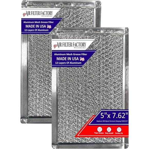 Replacement for Whirlpool Kenmore Maytag 53001357 Microwave Oven Aluminum Grease Filters 2-Pack