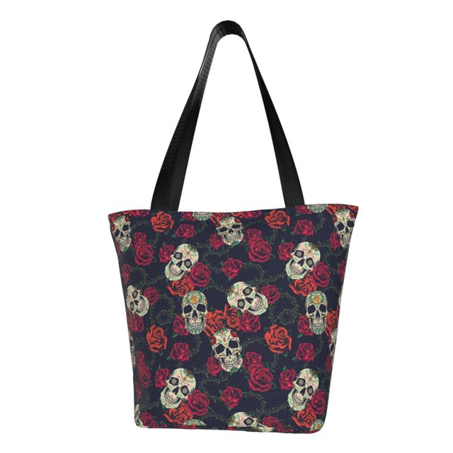 Disketp Roses Skulls for Women’s Casual Shoulder Tote Bag Cross-body Handbags for Shopping, Travel and Daily Use