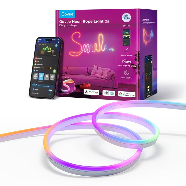 Govee 13.12ft LED Neon Rope Light 2S White Customizable Flexible