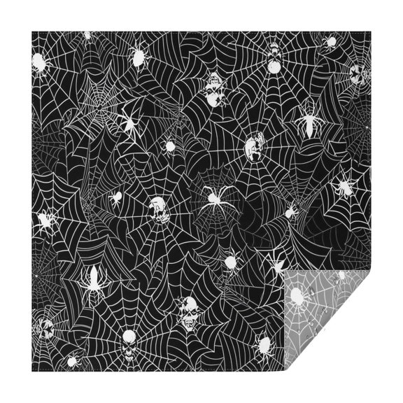 Spider Web and Skulls Halloween Pattern Square Tablecloth,Waterproof Square Table Cover,Wipeable Spillproof Washable Table Cover for Home Kitchen Party Decor 42"X42"(107x107cm)