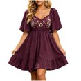 thumbnail image 2 of IUYRTFE Women's Flutter Sleeve Embroidered Mini Dress V Neck Tiered Ruffle Summer Casual A Line Dress, 2 of 6