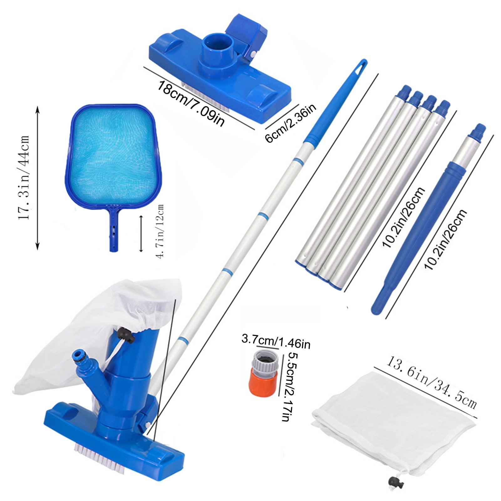 Pool Cleaning Kit,Pool Vacuum Jet Cleaner Poor Brush Dispenser