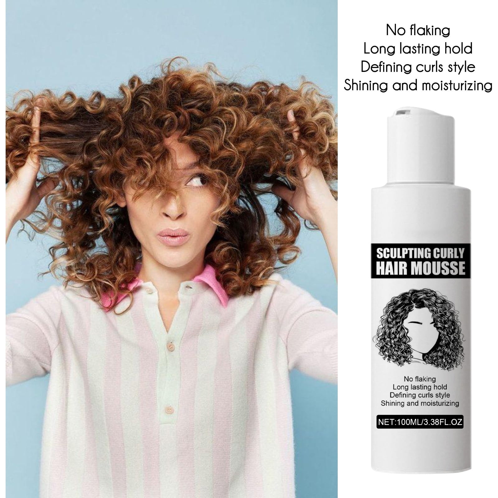 Alvantor Curl Mousse for Curly Hair, Curl Activator, Frizz Control and Long-Lasting Hold, 3.38fl.oz