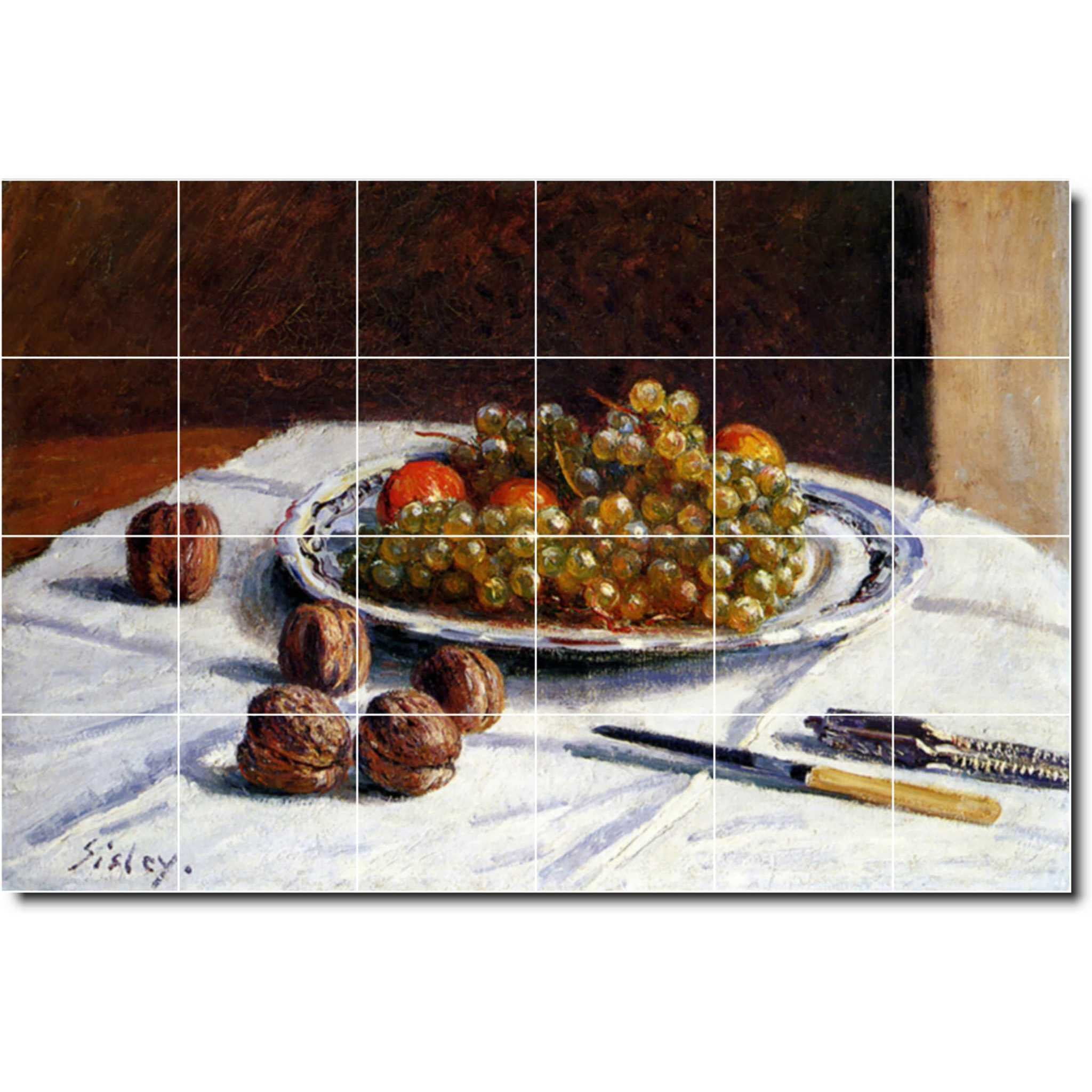 Ceramic Tile MuralAlfred Sisley Fruit Vegetables Kitchen Tile Mural 16