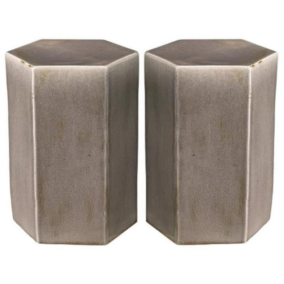 Home Square Small Transitional Ceramic Side Table in Gray - Set of 2