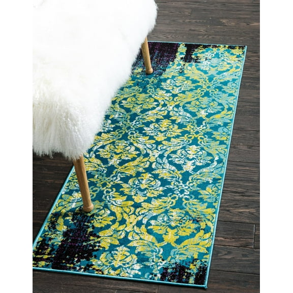 Unique Loom Imperial Collection Area Rug - Aegean (3' x 9' 10" Runner Blue/Black)