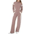 thumbnail image 3 of CFLVAEK Two Piece Sweatsuits for Women Zip Up Sweatshirt Jackets Wide Leg Sweatpants Trendy Color Block Print Fall Winter Athletic Outfit Sets Khaki M, 3 of 8