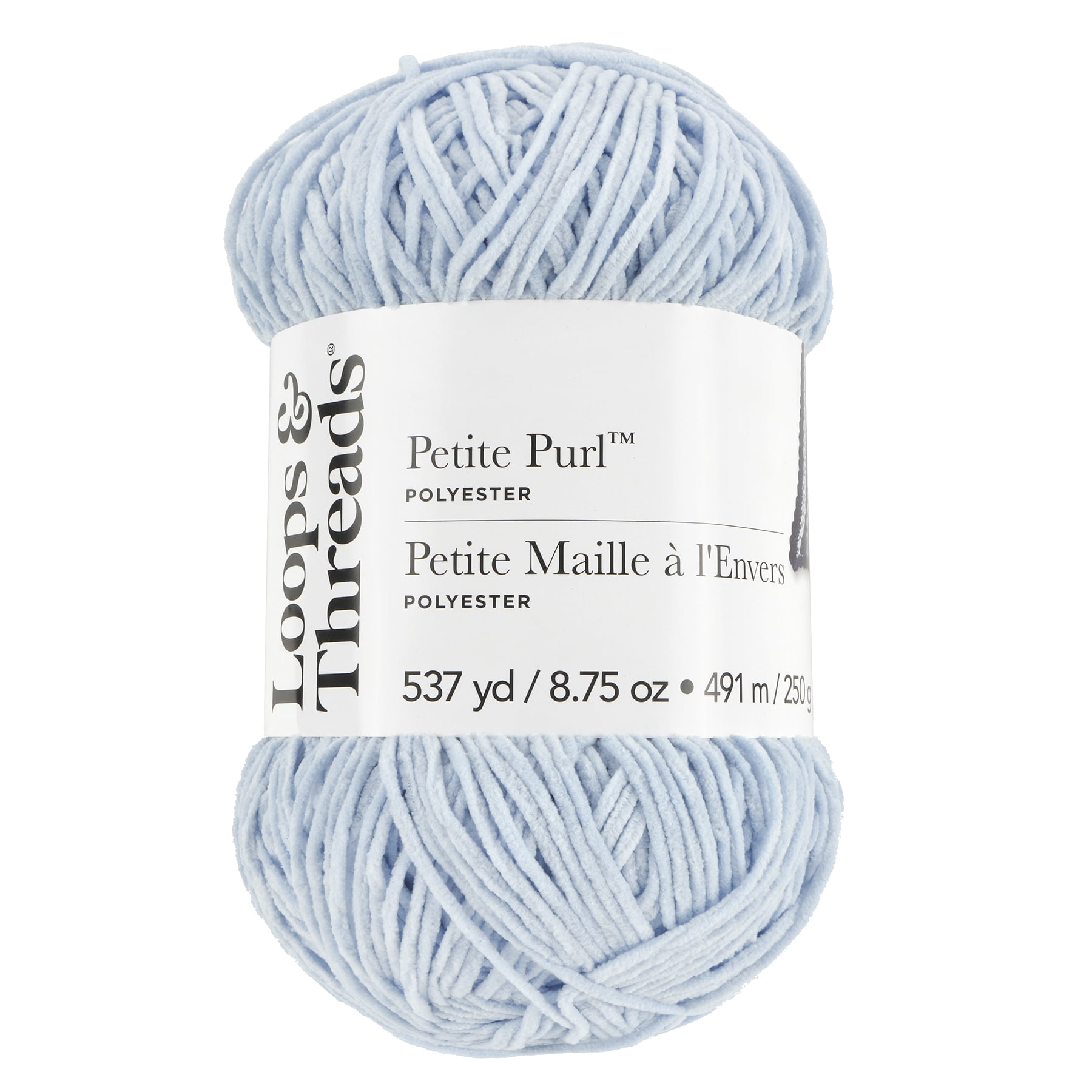 (3 pack) Petite Purl Yarn by Loops & Threads - Yarn for Knitting - Crochet - Weaving - and Arts & Crafts - Blue - Polyester - 8.75 oz