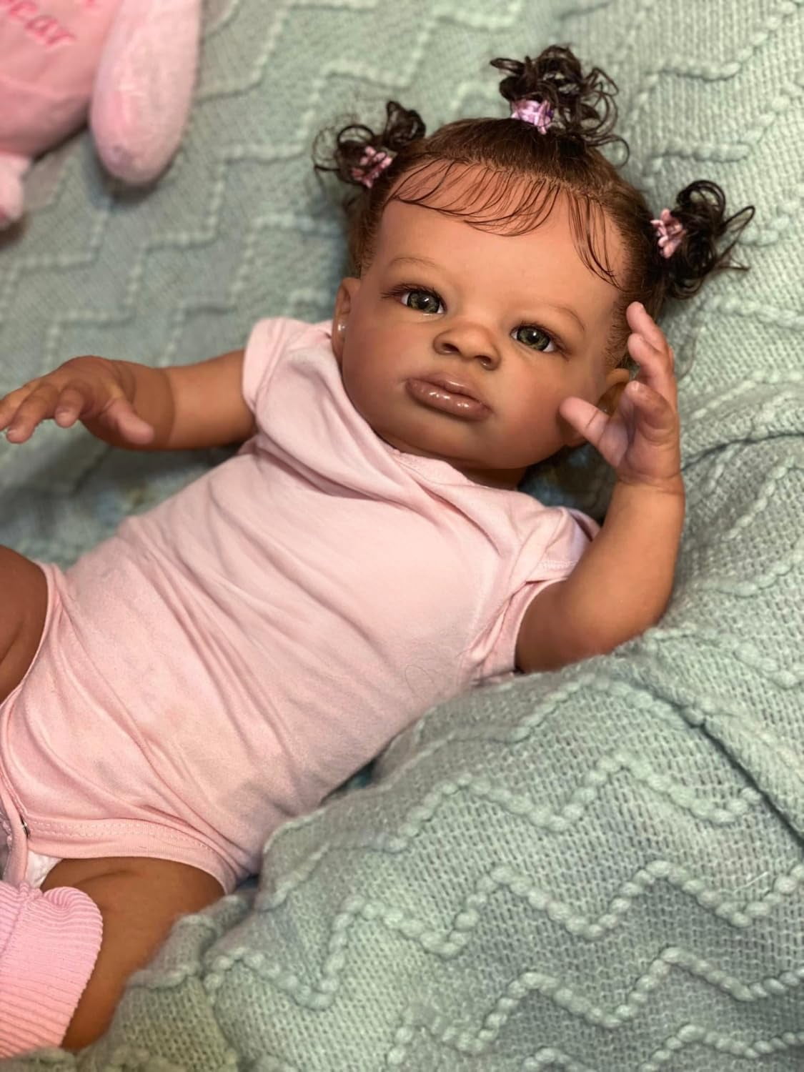 Realistic Black Reborn Baby Dolls, 20 Inch Dark Brown  African American Newborn Baby Doll, Lifelike Weighted Soft Body, Gift for Kids Age 3+