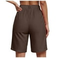 thumbnail image 4 of vigerkar Bermuda Shorts for Women High Waisted Linen Dressy Casual Pleated Wide Leg Summer Shorts with Elastic Waist Coffee, M, 4 of 9