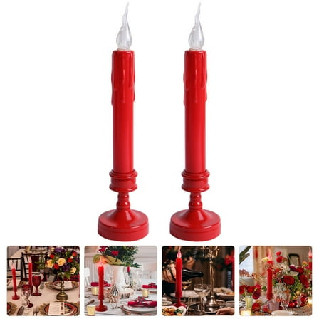 GAXIRE Flameless Led Candles Red Warm Light Home Users 1 Pair 9.9x2.3in