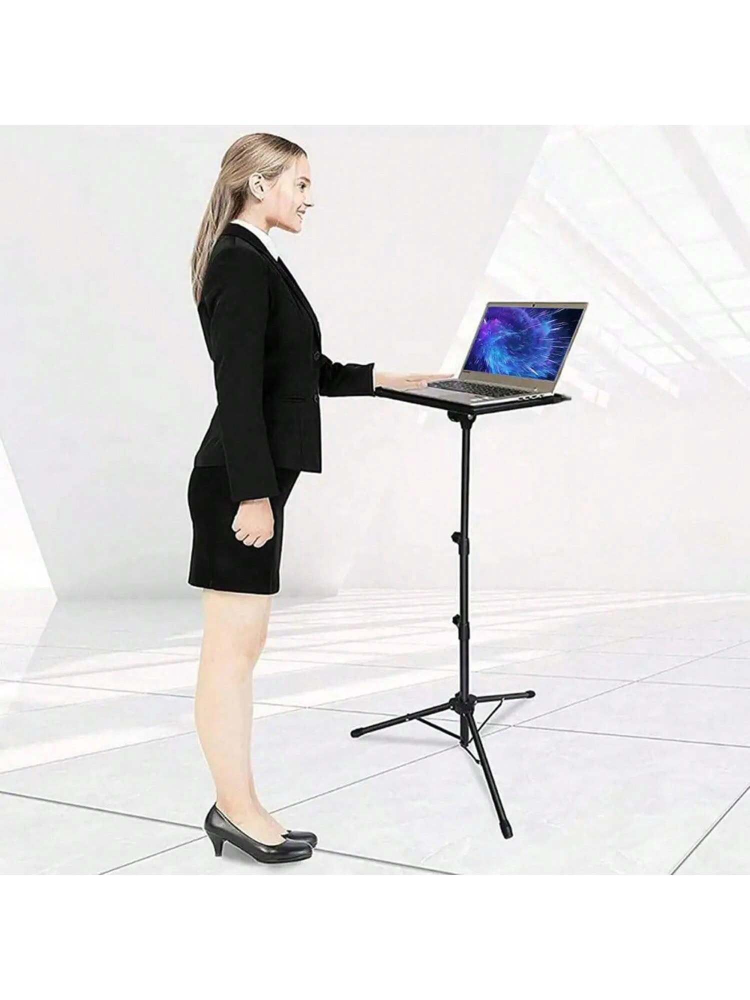 Projector Stand Tripod Laptop Stand With Adjustable Height 26 To 63 Inch Mobile Laptop Cart On Wheels With Phone Holder Floor Stand For Couch For Outdoor Movies