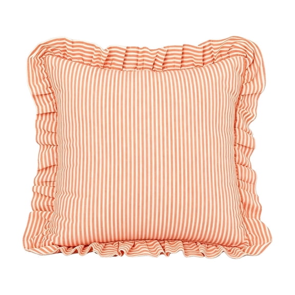 Leodye 1PCS Striped Ruffled Edge Throw Pillow Cover Square Frilled Cushion Case for Living Room Sofa Bedroom Decoration -17.72*17.72IN