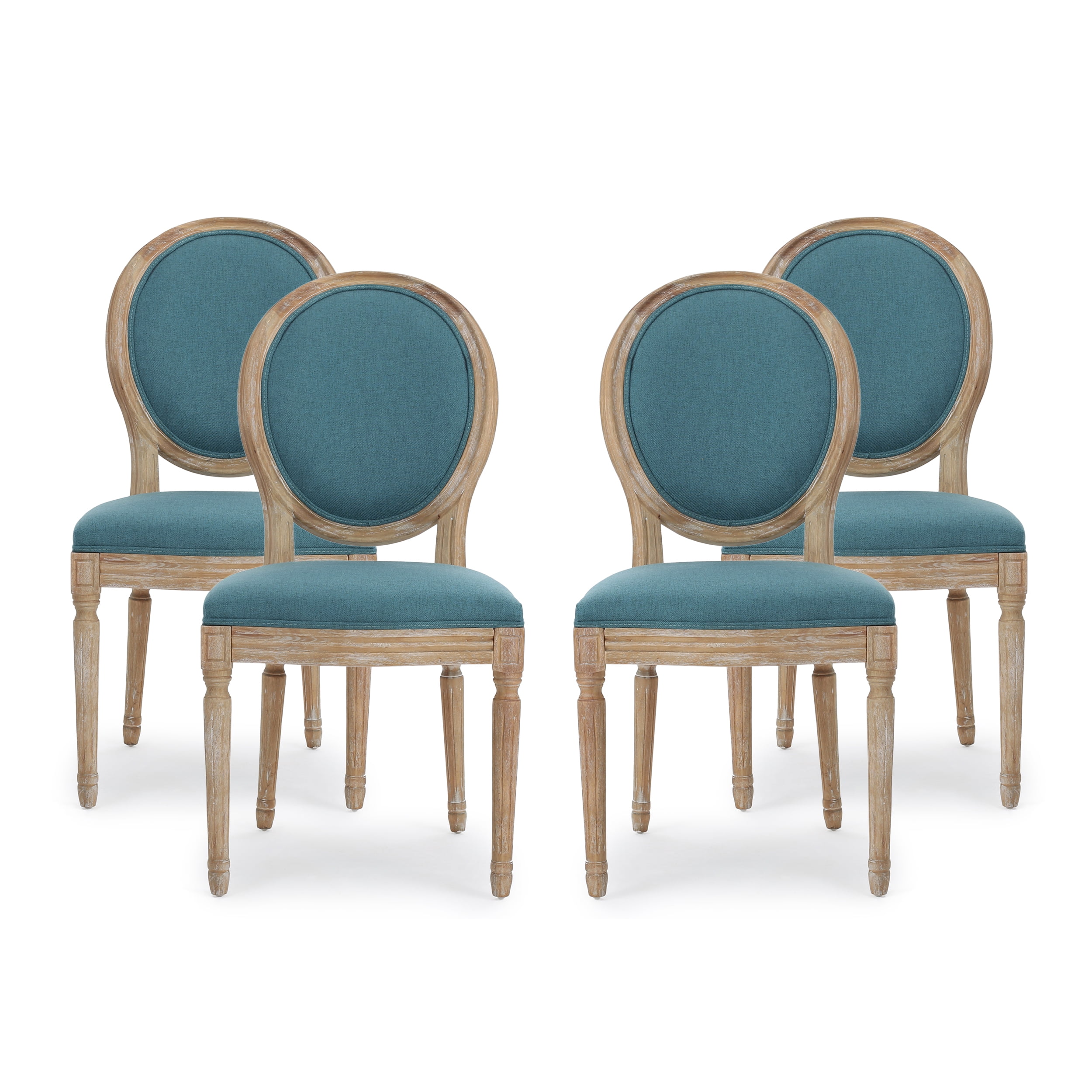 Lariya French Country Fabric Dining, Dining Room Chairs Set Of 4 Dark Wood