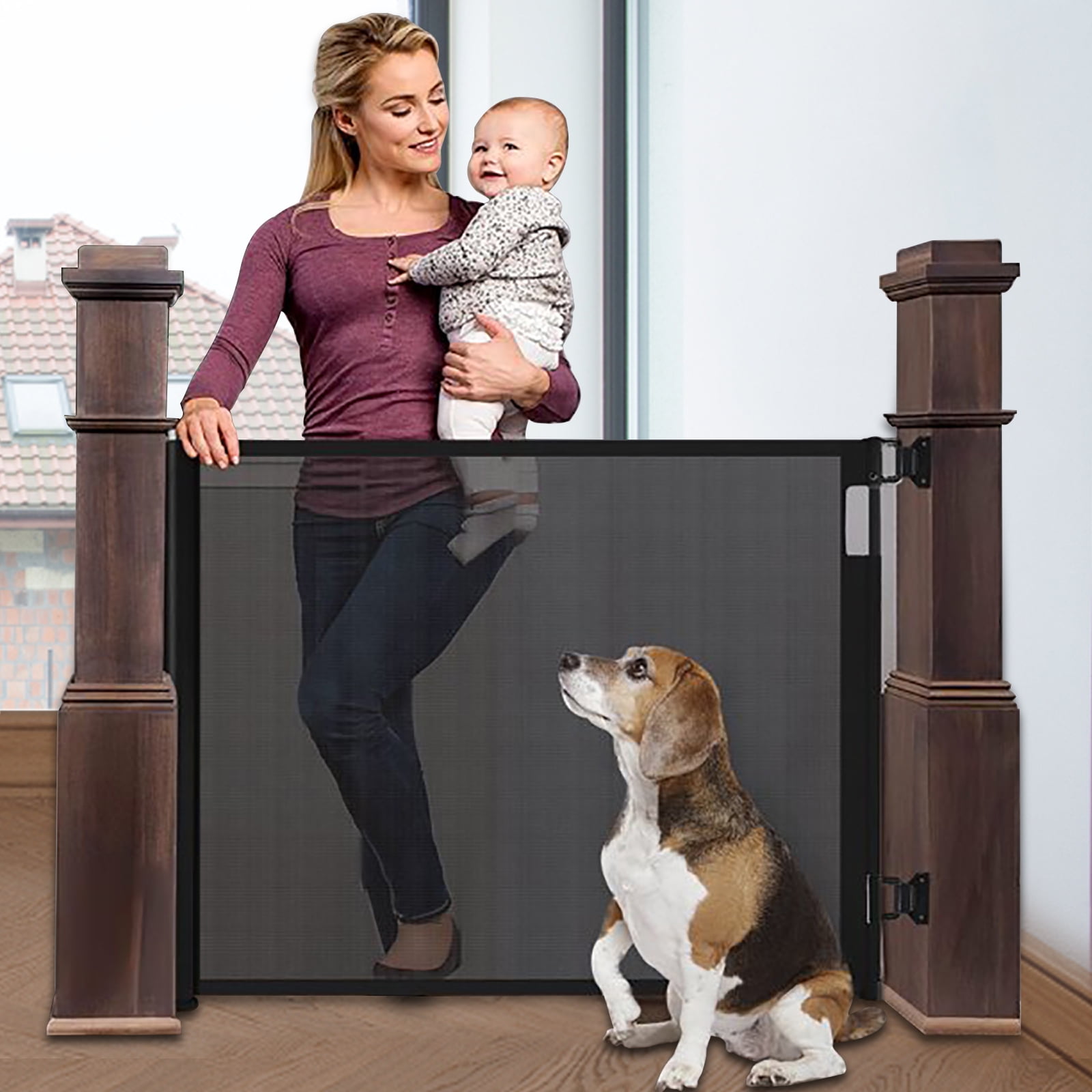 Retractable Pet Gate, Baby Gate, Extra Wide Expandable Pet Gate for