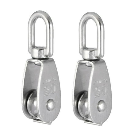 Single Hook Crane Unique Bargains M20 Lifting Crane Swivel Hook Single Pulley Block Hanging Wire Towing Wheel 2pcs ()